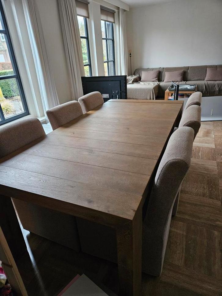 Houten eethoek met 6 stoelen - zo goed als nieuw!, Huis en Inrichting, Complete eetkamers, Zo goed als nieuw, 6 tot 8 stoelen