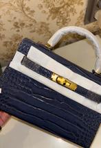 NIEUW handtas hermes mini kelly shiny croco blue, Blauw, Schoudertasje, Ophalen of Verzenden, Zo goed als nieuw