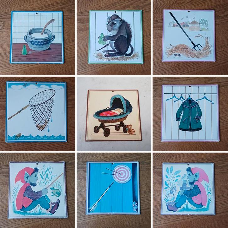 Zwijsen Veilig Leren Lezen Schoolkaartjes 1979, Antiek en Kunst, Antiek | Wandborden en Tegels, Ophalen of Verzenden