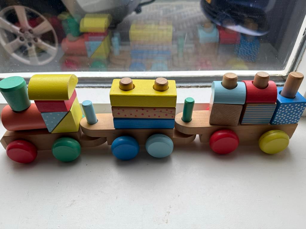Houten blokken trein, Ophalen, Zo goed als nieuw, Duw- of Trekspeelgoed