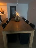 Lange eettafel met 8 stoelen, Huis en Inrichting, Ophalen, Gebruikt, 100 tot 150 cm, 200 cm of meer