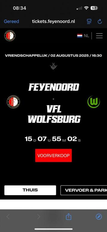 3 kaarten vak PP gezinsvak Feyenoord - Wolfsburg zat 2 aug beschikbaar voor biedingen