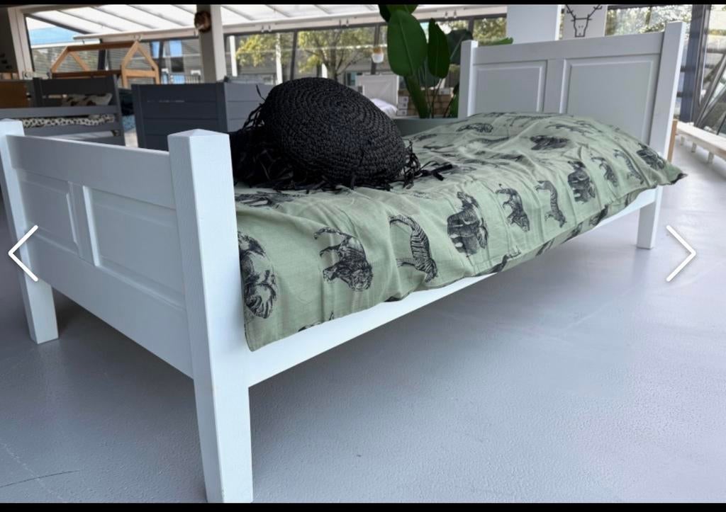 Rockwoord Wit Houten Bed Alex met onderlade en matrasbodem, Kinderen en Baby's, Kinderkamer | Bedden, Ophalen, 85 tot 100 cm, Gebruikt