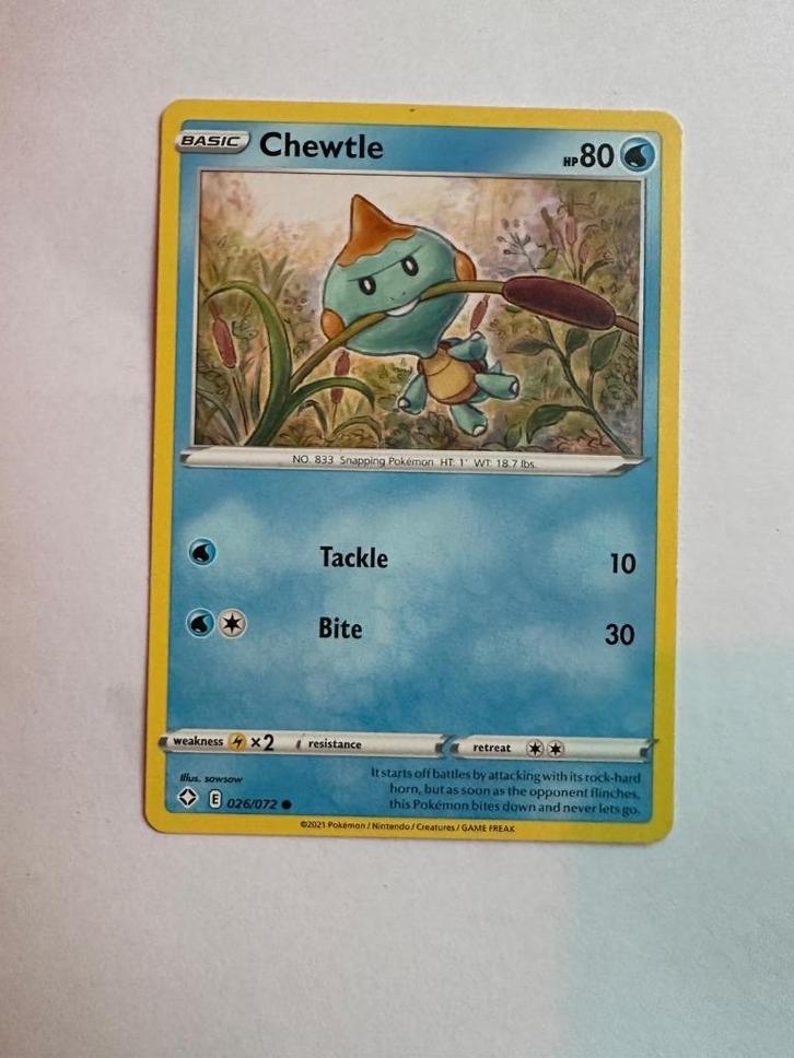 Chewtle – 026/072 – Shining Fates, Hobby en Vrije tijd, Verzamelkaartspellen | Pokémon, Gebruikt, Losse kaart, Ophalen of Verzenden