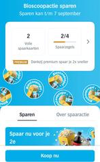 2 volle spaarkaarten AH actie bioscoop 1+1 gratis 📺, Albert Heijn, Ophalen of Verzenden