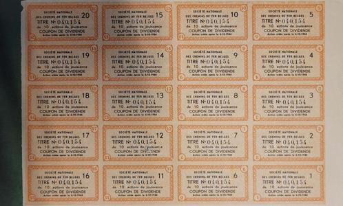 Nationale Maatschappij Belgische Sp.. coupon rood aandelen, Postzegels en Munten, Aandelen en Waardepapieren, Aandeel, 1920 tot 1950
