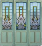 3 - delige set Jugendstil glas in lood deuren 259x241cm., Ophalen