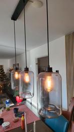 Moderne hanglamp met 3 rookglas bollen  107 cm, Huis en Inrichting, Lampen | Hanglampen, Ophalen, 50 tot 75 cm, Zo goed als nieuw