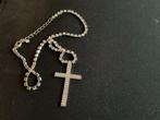 Ketting met kruisje strassi, Sieraden, Tassen en Uiterlijk, Kettingen, Ophalen of Verzenden, Zo goed als nieuw, Zilver, Overige materialen