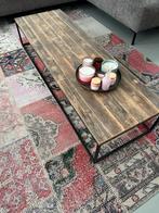 Salontafel en bijzettafel sloophouten blad., Ophalen, Minder dan 50 cm, Metaal, 100 tot 150 cm