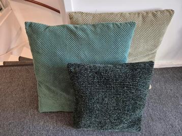 Groene kussens 2x 55 cm en 1x 40 cm beschikbaar voor biedingen