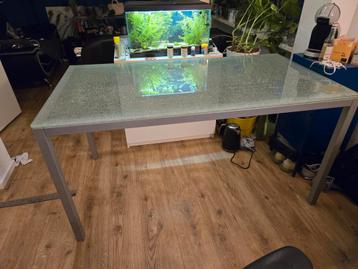 Eettafel broken glass look. 80 x 150 cm. Gratis ophalen!