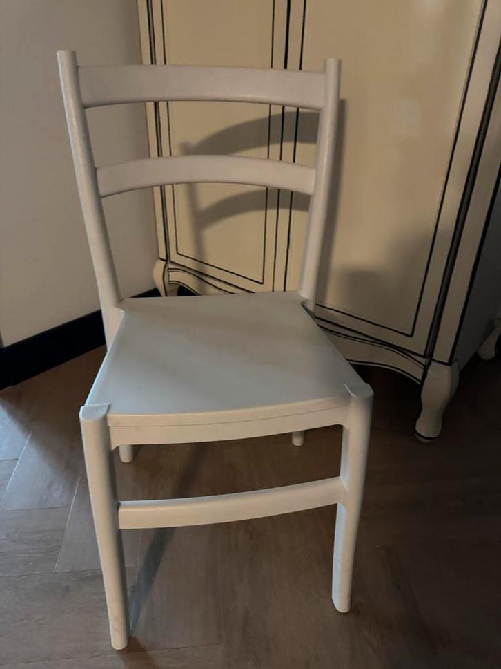 2 Design Keukenstoelen - Wit & Lichtblauw, Huis en Inrichting, Stoelen, Zo goed als nieuw, Twee, Kunststof, Wit, Ophalen