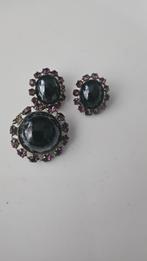 Vintage Broches & Oorbellen Set, Ophalen of Verzenden, Overige materialen, Oorbellen, Met edelsteen