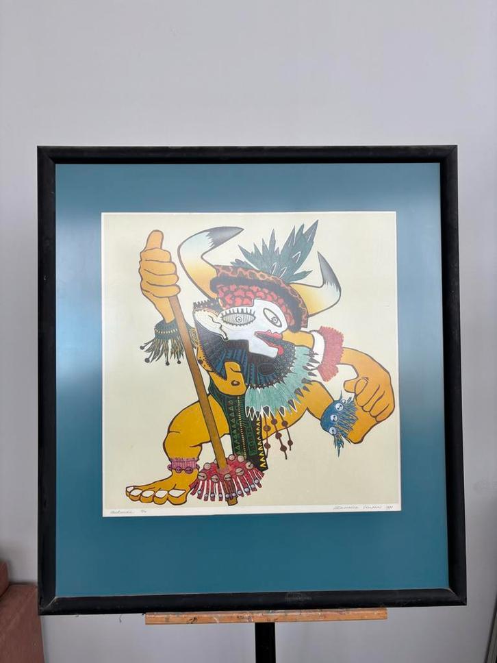 Maurice Lenders - Medicijnman Houtsnede, Antiek en Kunst, Kunst | Etsen en Gravures, Ophalen