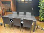 Tuinset met 6 stoelen - Wicker, Ophalen, Eettafel, 6 zitplaatsen, Zo goed als nieuw