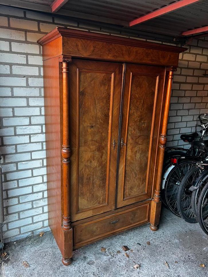 Gründerzeit linnenkast/ kledingkast, notenhout, ca 1880, Huis en Inrichting, Kasten | Kledingkasten, Ophalen