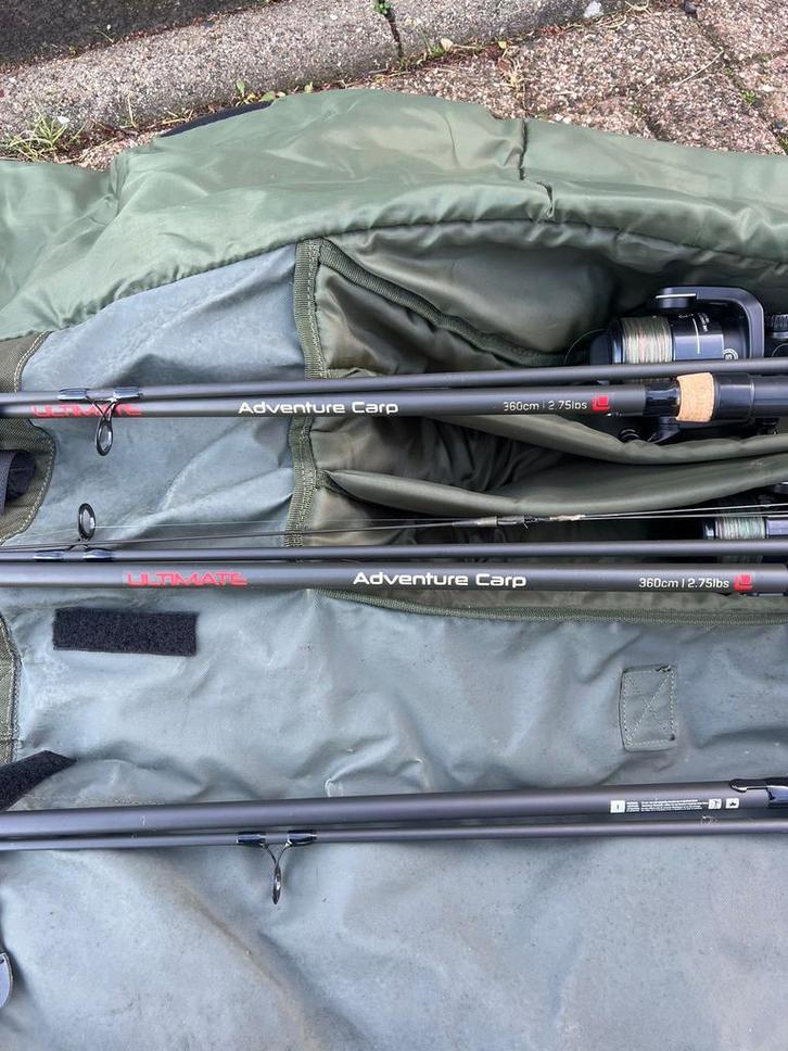 Adventurecarp Karperhengels met Molens - 3 stuks, Watersport en Boten, Hengelsport | Karpervissen, Gebruikt, Werphengel, Ophalen