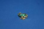 Kikker broche, smaragd groen, goudkleur metaal, 2 cm. Z1, Sieraden, Tassen en Uiterlijk, Broches, Tweedehands verkoop, Gebruikt