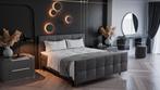 LUXE BOXSPRING 180 x 200 ANTRACIET - MET VOETENBORD, Huis en Inrichting, Slaapkamer | Boxsprings, Overige kleuren, Luxe, Ophalen of Verzenden