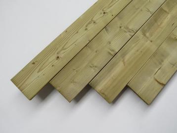 Geïmpregneerde rabatdelen, tuinplanken en palen beschikbaar voor biedingen