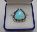 Zilveren Navajo ring met turquoise maat 16.5 nr.928, Gebruikt, Verzenden, Kleiner dan 17, Dame
