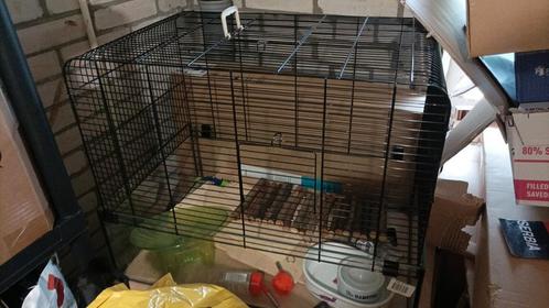Hamsterkooi met glazen bak + accessoires, Dieren en Toebehoren, Knaagdieren en Konijnen | Hokken en Kooien, Zo goed als nieuw