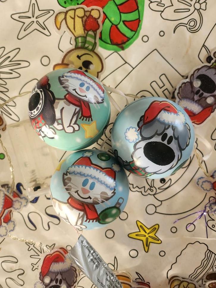 Woezel & Pip Kerstballen met Verlichting - Werkend!, Diversen, Kerst, Gebruikt, Ophalen of Verzenden