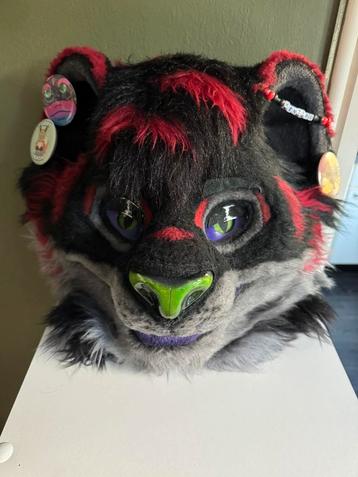 Tijger Fursuit Hoofd | Rood Zwart | HQ beschikbaar voor biedingen