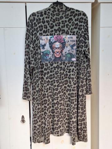 Lang vest, Frida Kahlo viva la vida  dames vest panterprint  beschikbaar voor biedingen