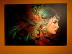 Canvas Schilderij - Vrouw met Ornamenten 120x80cm, Ophalen