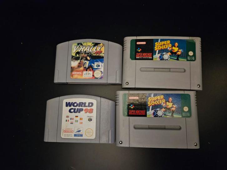 N64 & SNES Games - V-Rally, World Cup 98, Super Soccer, Spelcomputers en Games, Games | Nintendo 64, Gebruikt, Sport, 3 spelers of meer