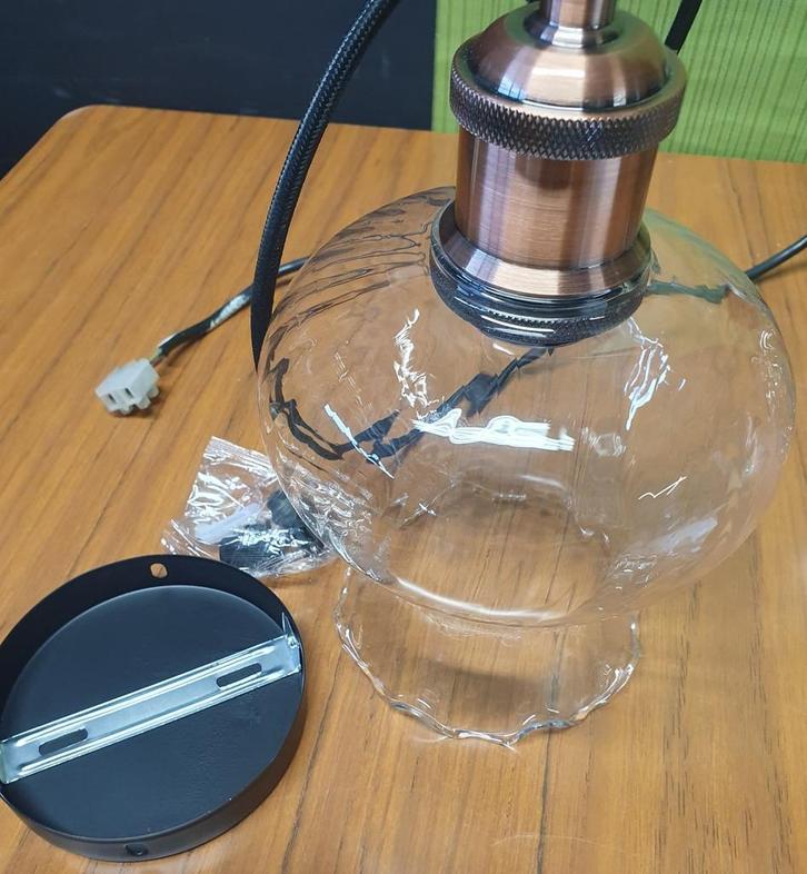 1987 Vintage glazen hanglampje lamp hanglamp glas lampje, Huis en Inrichting, Lampen | Hanglampen, Gebruikt, Minder dan 50 cm