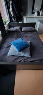 IKEA Zwartbruin bed SKORVA 140x200, Huis en Inrichting, Ophalen, Gebruikt, Zwart, 140 cm