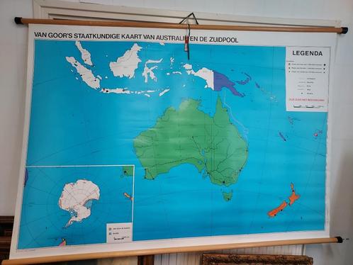 Schoolkaart van Australië en de Zuidpool., Antiek en Kunst, Antiek | Schoolplaten, Aardrijkskunde, Ophalen of Verzenden
