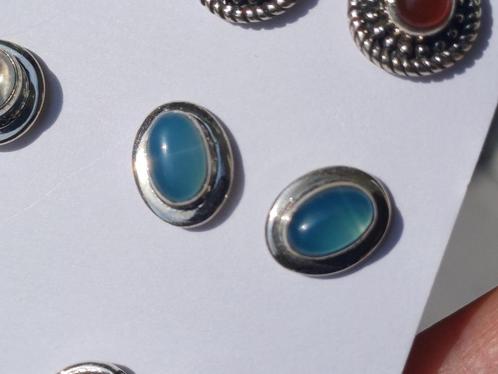 Vanoli 925 zilveren oorbellen oorknopjes met chalcedoom, Sieraden, Tassen en Uiterlijk, Oorbellen, Nieuw, Knopjes of Stekers, Zilver