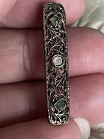 18 k gouden broche smaragd en oudslijpsel diamant 3.72 gram, Sieraden, Tassen en Uiterlijk, Antieke sieraden, Ophalen of Verzenden