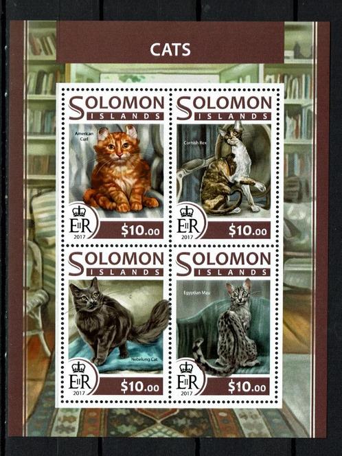 solomon 2017 pf blok poezen cats katten zoogdieren 2, Postzegels en Munten, Postzegels | Thematische zegels, Postfris, Dier of Natuur