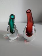 Mondgeblazen glazen vazen - Set van 2, Ophalen of Verzenden, Rood, Glas, Minder dan 50 cm