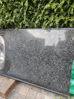 granieten werkblad met wasbak en kraan, Ophalen, Gebruikt, Zwart, 200 cm of meer