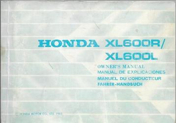 Honda XL600 R XL600 L manual handleiding (3051z) beschikbaar voor biedingen