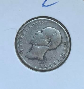 Zilveren 25 cent 1849 Willem ll, Postzegels en Munten, Munten | Nederland, Ophalen of Verzenden, Koning Willem II, 25 cent