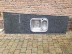 aanrechtblad met spoelbak, Huis en Inrichting, Ophalen, Gebruikt, Zwart, 200 cm of meer