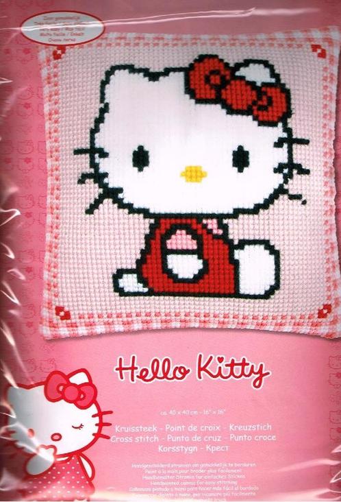 Cado aanbieding hello kitty borduurpakket kussen, hello zit, Hobby en Vrije tijd, Borduren en Borduurmachines, Nieuw, Borduurpakket