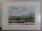 Aquarel van Geert Rabbers - Landschap Buitenmaat lijst 40x30, Antiek en Kunst, Ophalen of Verzenden