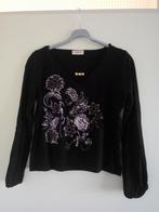 Zwarte top met print, Lady M, Zwart, Maat 42/44 (L), Ophalen of Verzenden