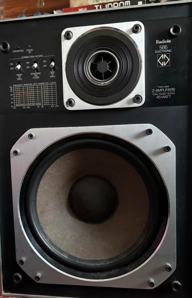 Radiola 586 Electronic Luidspreker - Vintage!, Audio, Tv en Foto, Luidsprekers, Gebruikt, Front, Rear of Stereo speakers, Minder dan 60 watt