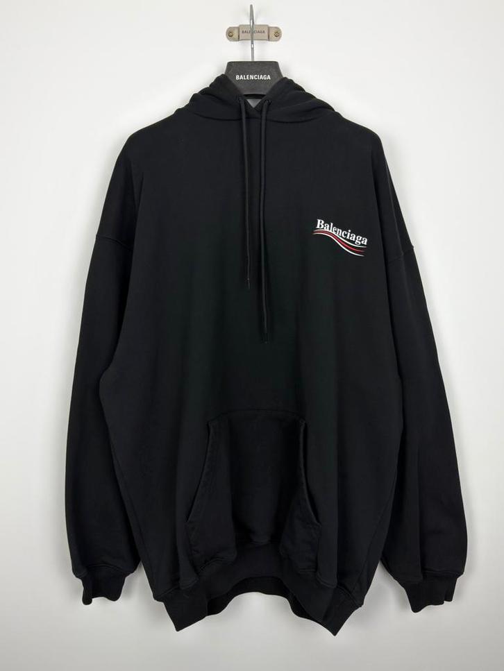 Balenciaga Political Campaign Hoodie Zwart Black Maat M, Kleding | Dames, Truien en Vesten, Zo goed als nieuw, Maat 38/40 (M)