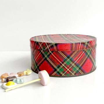 vintage schots geruit BLIK rode ruit fifties Mid Century beschikbaar voor biedingen