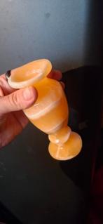 Onyx / albasten vaas – handgemaakt – warme honingkleur, Ophalen of Verzenden